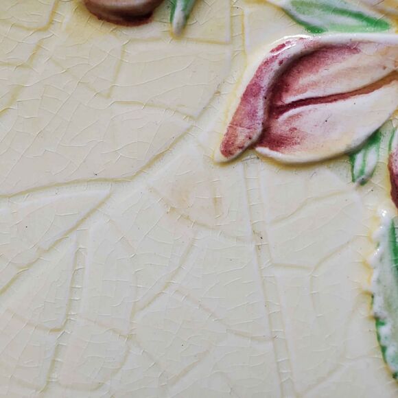 Carlton Ware Yellow Candy Dish Pink Flower Vintage - Picture 3 of 8